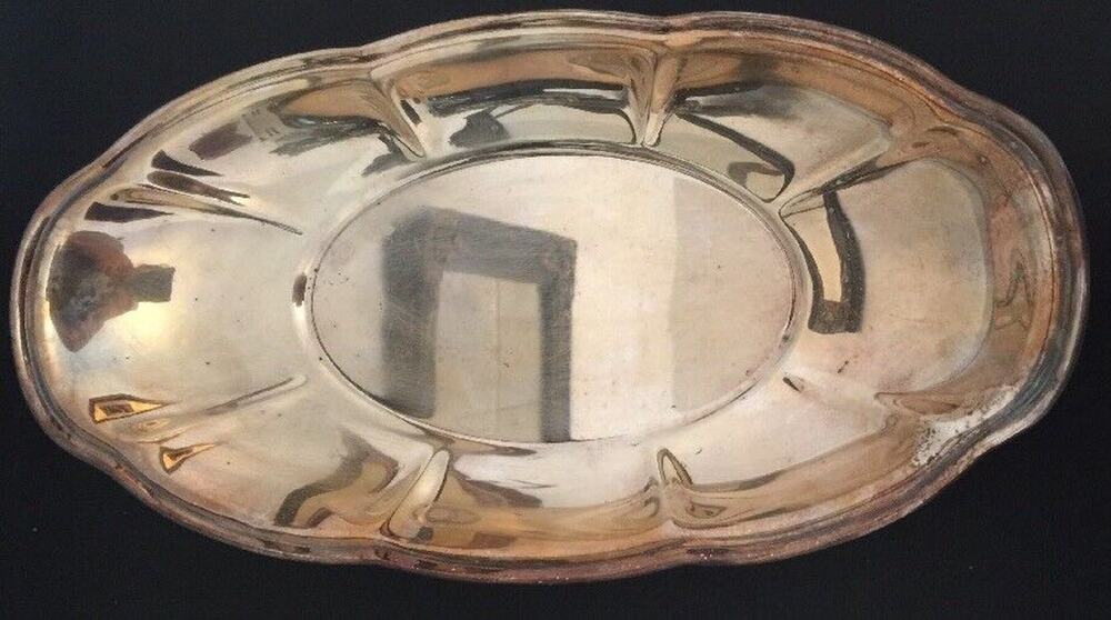 Vintage 1023 Silverplate Hollow F.B. Rogers Bread Tray Scalloped 12.2"